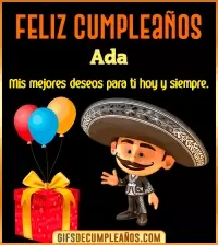 GIF Feliz cumpleaños con mariachi Ada